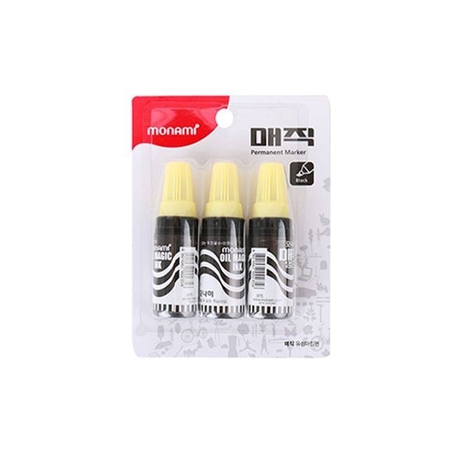 모나미 병매직 흑색 3본 세트 유성매직 잉크