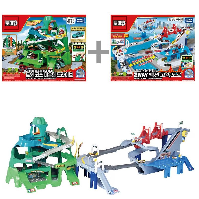 상품상세참조 [온누리상품] 토미카 월드 2WAY 액션 고속도로 트윈코스 마운틴 드라이브 2종세트 미니카 트랙 주차장