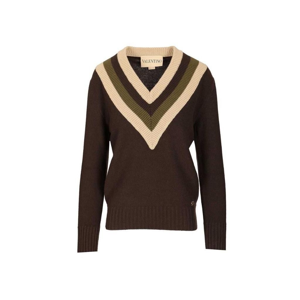 발렌티노 Valentino 로고 플라크 V넥 스웨터 7B0KC69L9SW BET TP949448185