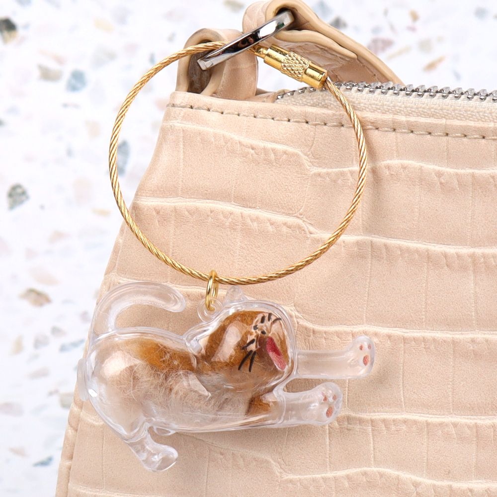 중국OEM 고양이 털 보관 키링 하품하는냥이