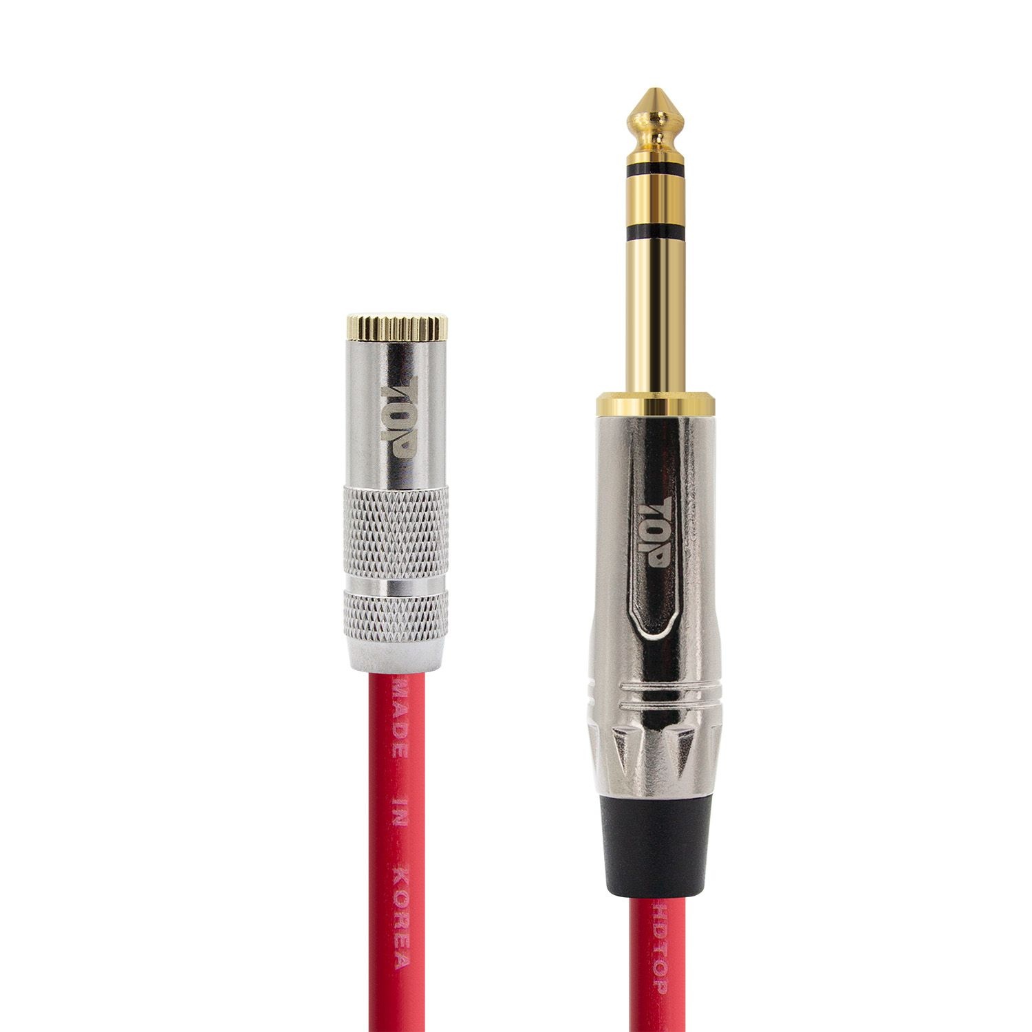 (현대Hmall) HDTOP 국산 메탈 3.5암 TO 5.5수 스테레오케이블 레드 0.5M HT-TP4417