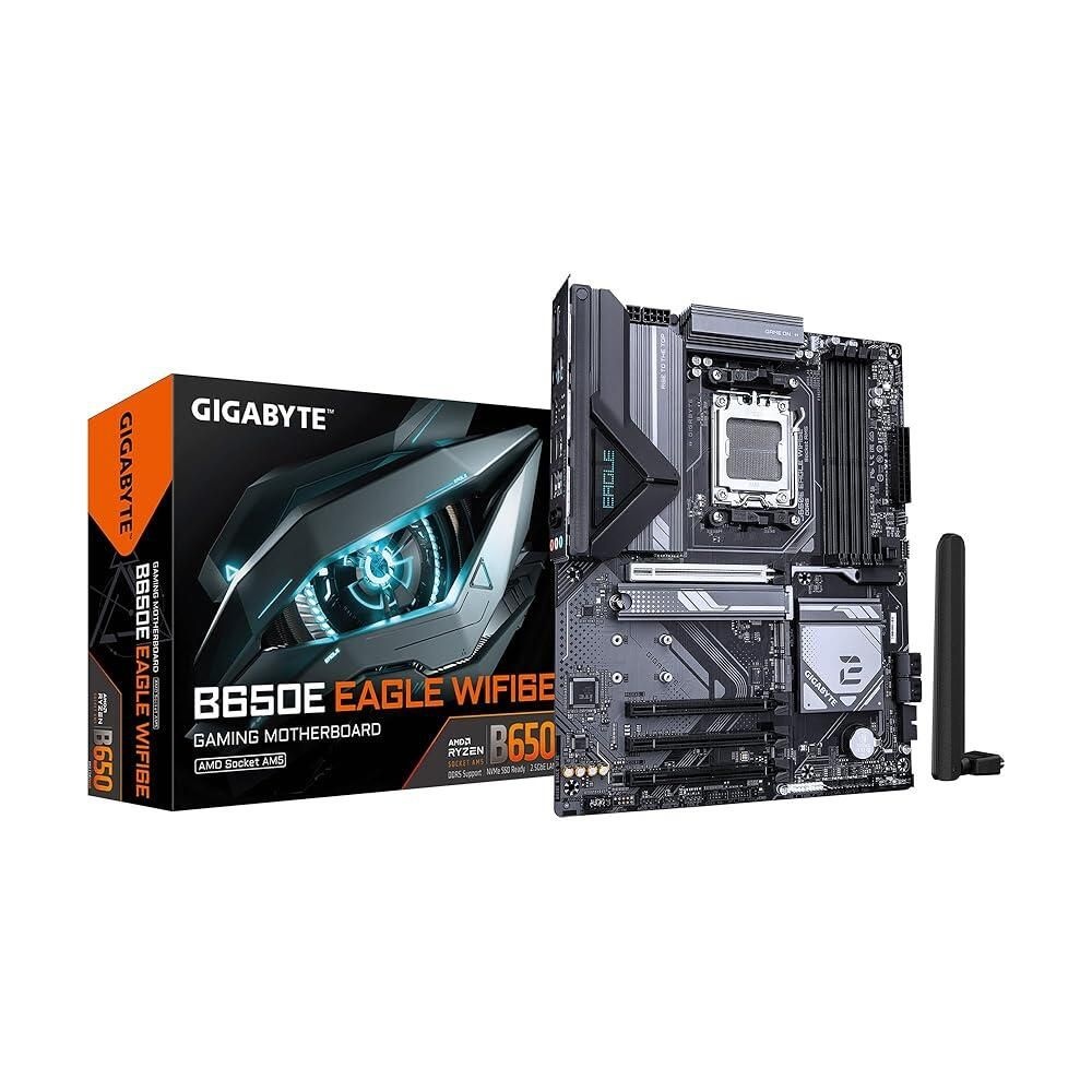 [해외] GIGABYTE B650E Eagle WIFI6E AMD AM5 E-ATX 마더보드, AMD Ryzen 9000/8000/7000 시리즈 프로세서 지원, DDR5, 8+2+2 총 전원 페이즈, 3X M