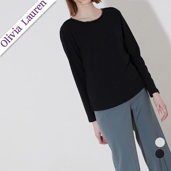 [올리비아로렌 (패플)] [올리비아로렌][올리비아로렌]조지감 저지 보트넥티셔츠 VOBAL3S2416