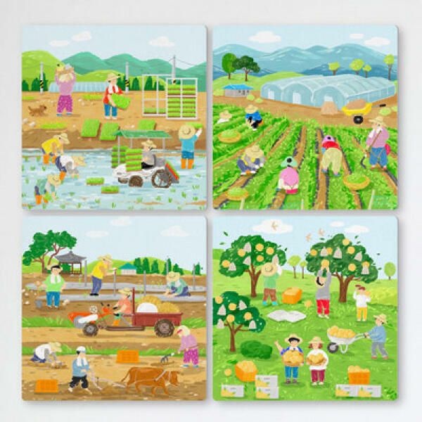 (현대Hmall) 아트박스/꾸밈 cf574-멀티액자_한국의농촌이야기바쁜농촌사람들