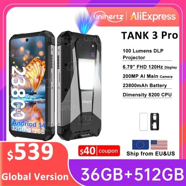 Unihertz 8849 탱크 3 프로 5G 프로젝터 휴대폰,