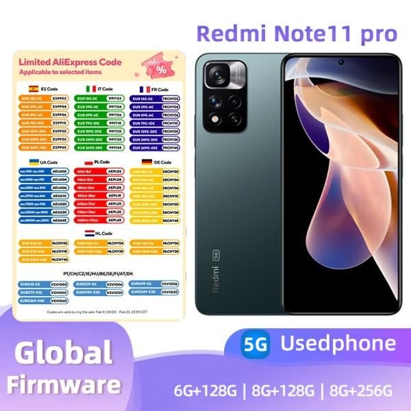 레드미 노트11프로 5G 안드로이드 6.67인치 화면 108MP 카메라