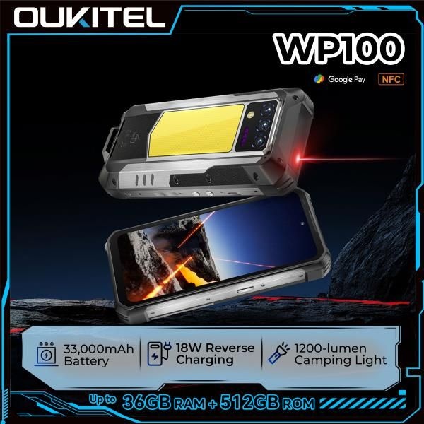 OUKITEL WP100 러기드 폰 - 33000mAh, 레이저