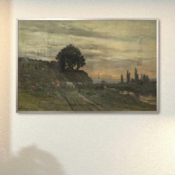 (현대Hmall) 아트박스/꾸밈 px140-개울가에 가축들이 있는 풍경_중형메탈액자