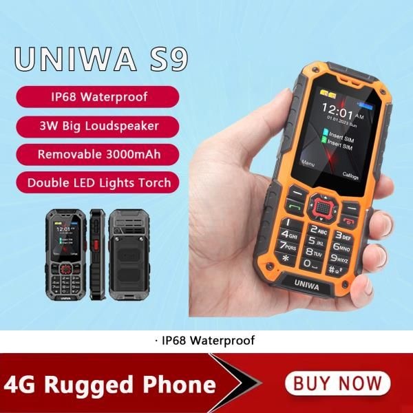 UNIWA S9 4G 피처폰 2.4인치 IP68 방수 SOS 버튼 3W