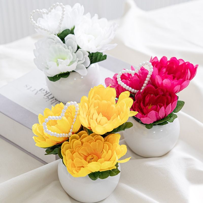 국화 성묘 화분 조화 꽃 미니 set 11x13cm 3컬러 납골당 산소 추모 테이블 장식 인테리어 수목장