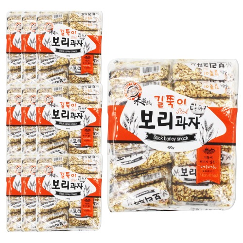 엉클팝 길쭉이 보리과자 400g 10개 1박스 보리강정 무