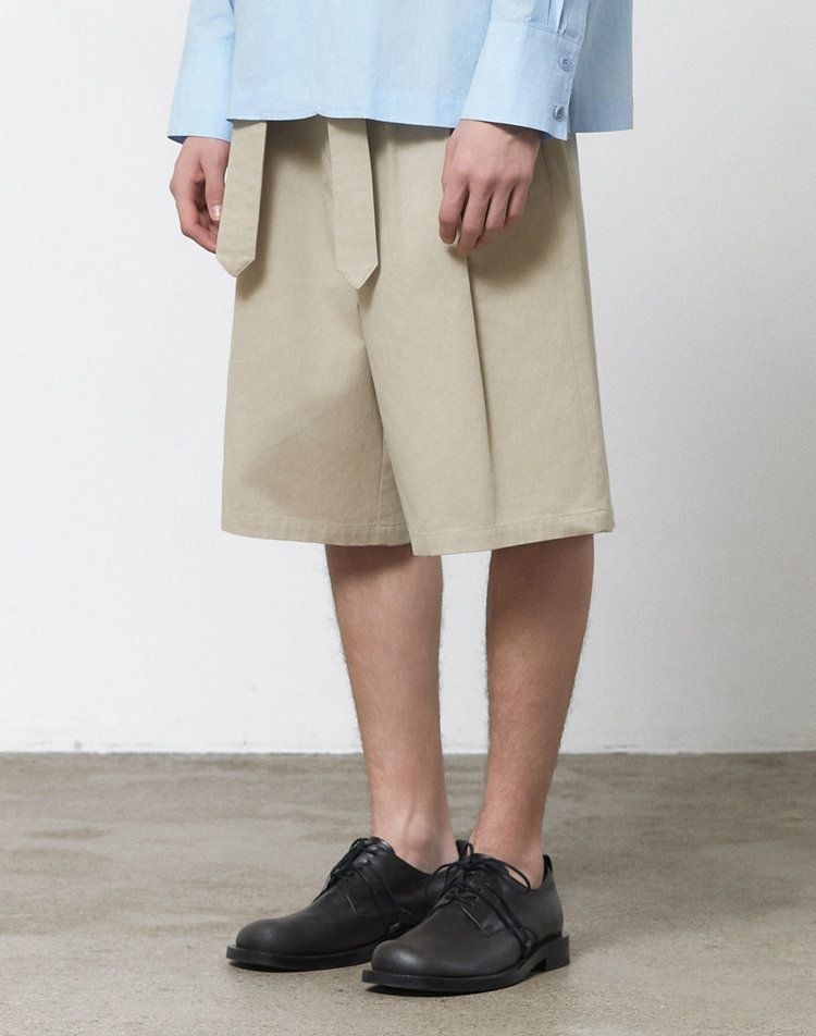 일꼬르소 일꼬르소 렉시오 벨티드 버뮤다 팬츠 베이지