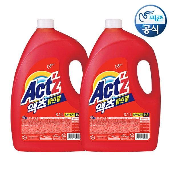 액츠 세탁세제 클린젤(일반/드럼 겸용) 3.1L 용기 2개