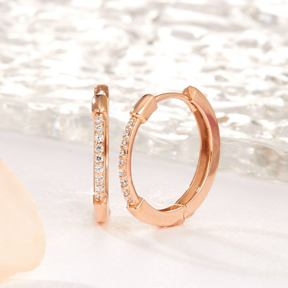 비앤비골드 비앤비골드 (현대Hmall) [비앤비골드] 14K 슬림 큐빅 버클 원터치 링 귀걸이 한쌍 PNE41902