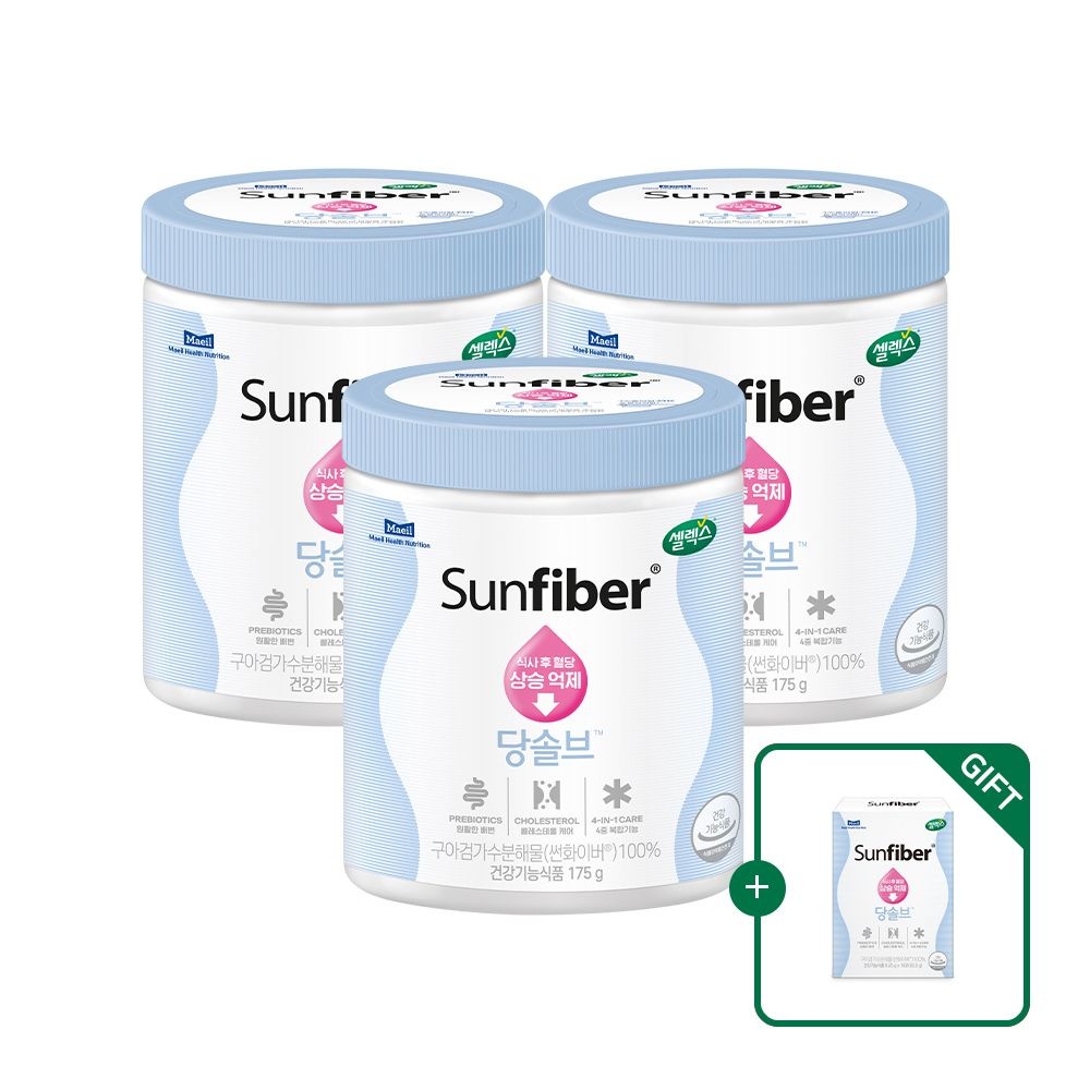 매일유업(주) 셀렉스 (현대Hmall) [Hmall]셀렉스 썬화이버 당솔브 175g 3통+스틱1박스 (총 94일분)