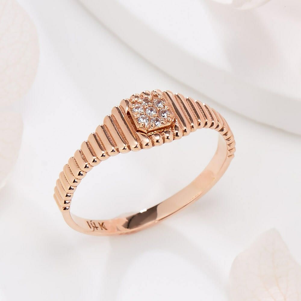 비앤비골드 (현대Hmall) [비앤비골드] 14K 볼륨 버티컬 옥타곤 큐빅 반지 SRS41446