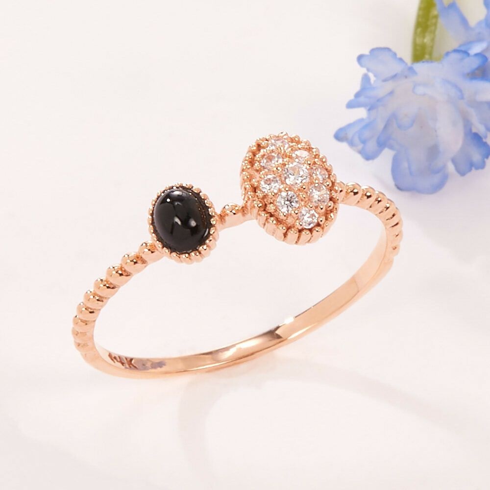 비앤비골드 (현대Hmall) [비앤비골드] 18K 오닉스 더블 로렛트 볼볼 반지 SRS41668