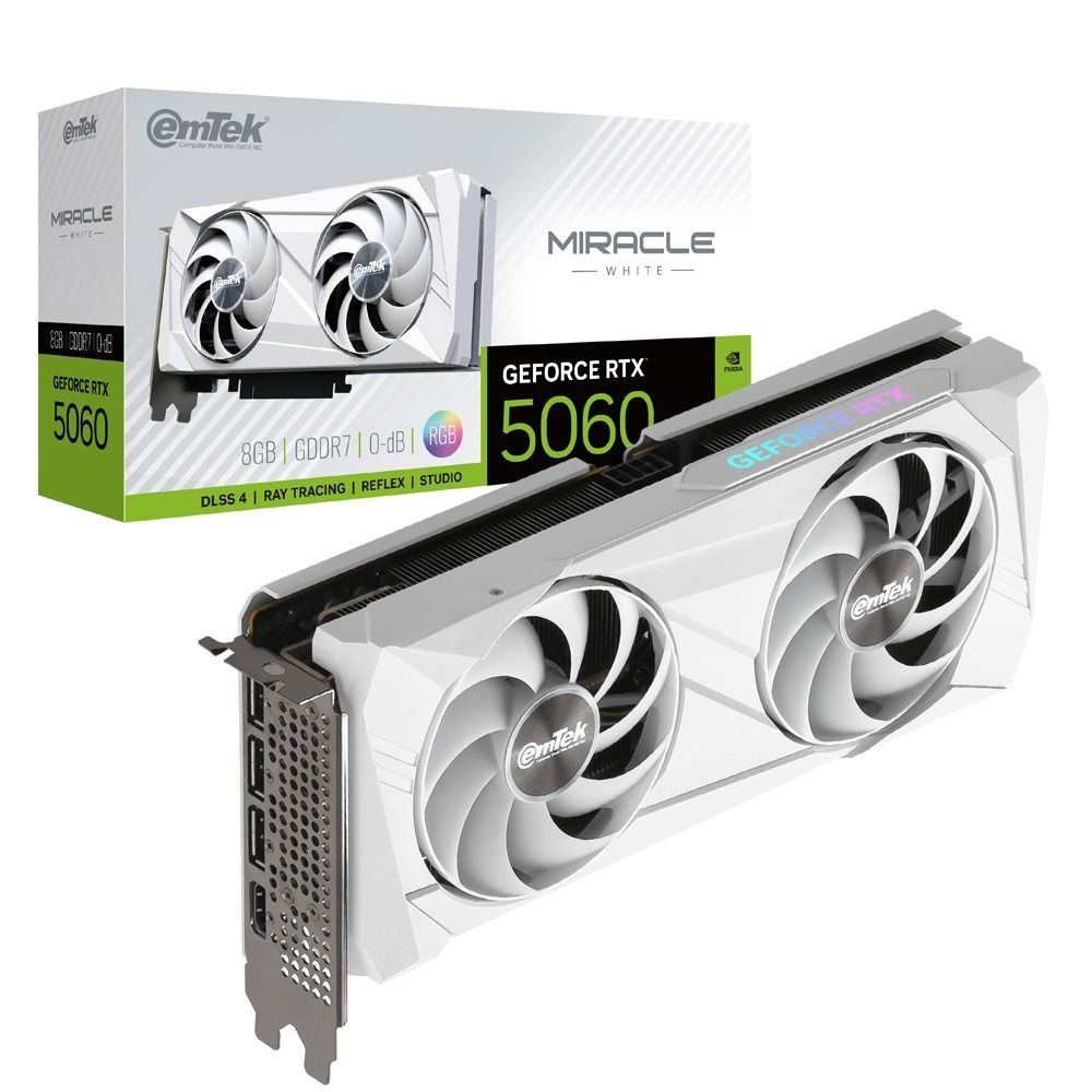 이엠텍 이엠텍 HIT 이엠텍 지포스 RTX 5060 MIRACLE WHITE D7 8GB /그래픽카드/정품/안심포장