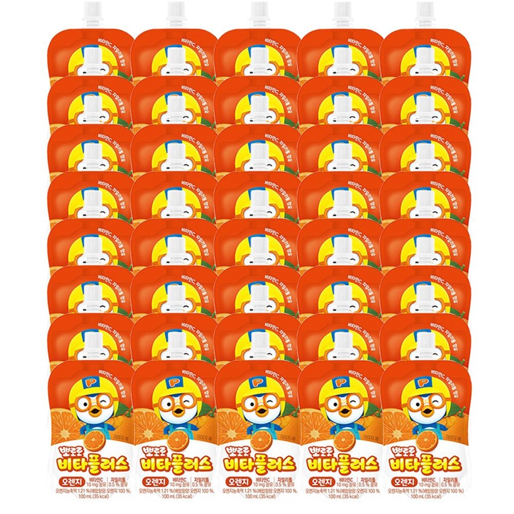 뽀로로 비타민 음료 비타플러스 어린이음료 - 오렌지맛x40개(100ml) 어린이주스