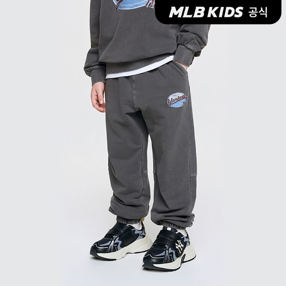 MLB 키즈 (공식)26SS 베이직 클래식 쿠퍼스 피그먼트 조거 팬츠 NY (D.Grey)7APTB0261-50GRD