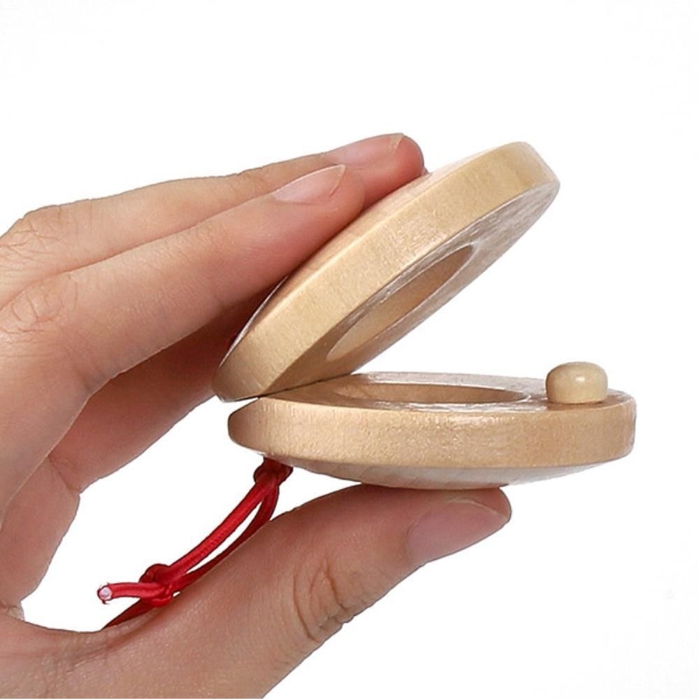 한국교육시스템(주) 유치원 단체 무늬없는 원목 캐스터네츠5P 뮤직토이 키카 EQ