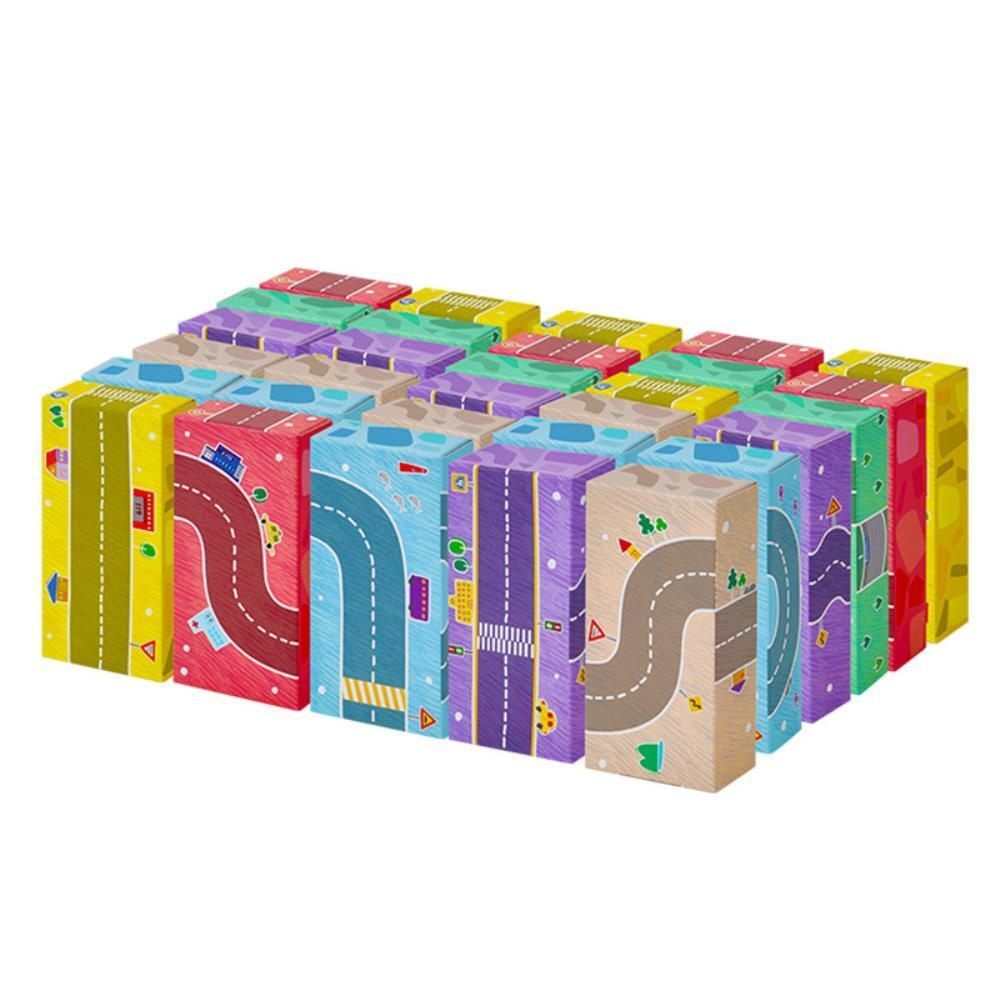 [한국교육시스템(주)]미니카놀이 큰사이즈 도로모양 종이벽돌블럭 조립블록 쉬운