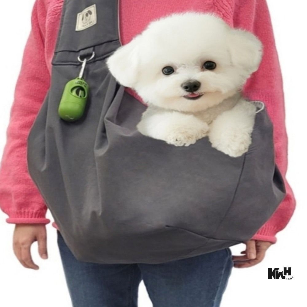 [오늘출발] 면 슬링백 그레이 강아지백 강아지슬링백 소형강아지가방 애견가방