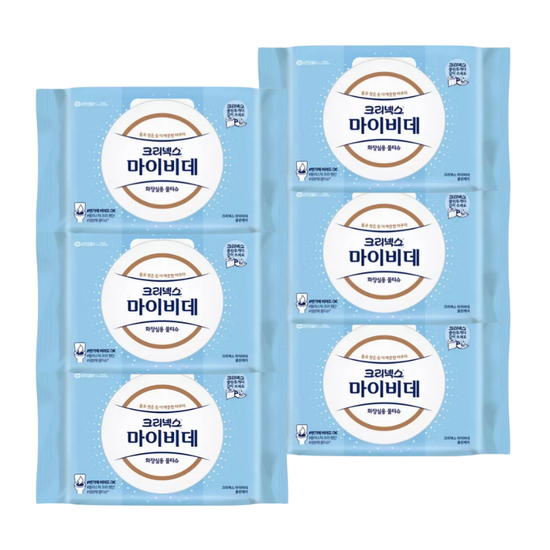 (주)우일씨앤텍 마이비데 물티슈 대용량 캡형 60매 x 6팩 클린케어 화장실용 비데용 물에녹는 비데티슈