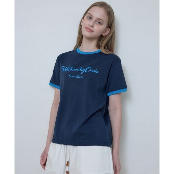 웬즈데이오아시스포우먼 W/오아시스 로고 링거 티셔츠 블루 W25 TP20 1948809