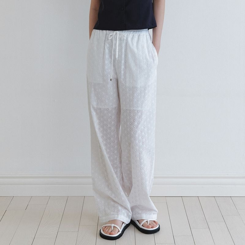 유라고 유라고 URAGO Eyelet Lace banding pants2colors 3313933 122665