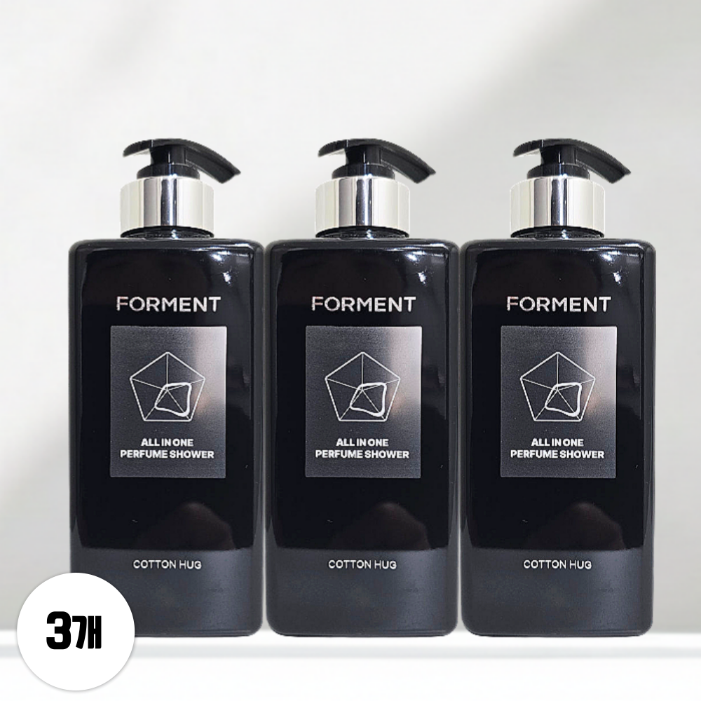 포맨트 바디워시 포맨 올인원 퍼퓸 샤워 코튼허그 코튼향 500ml 3개