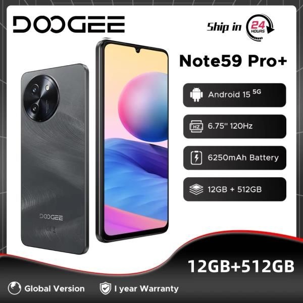 글로벌 버전 DOOGEE Note59 Pro+ 5G 스마트폰 6.75"