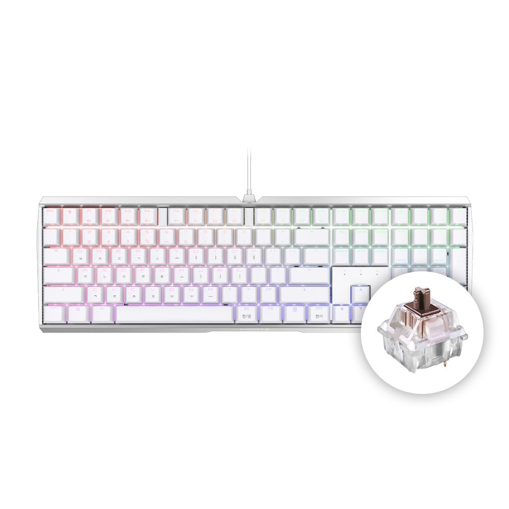 CHERRY 체리 MX 3.0S RGB 기계식 키보드 화이트 무보강 사무용 게이밍 풀배열 MX2A 갈축