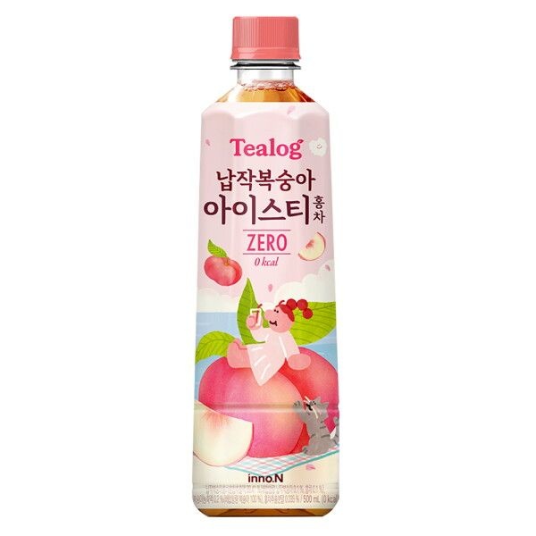 [이노엔] 티로그 납작복숭아 아이스티 홍차 500ml x 20개 / 제로음료 제로칼로리
