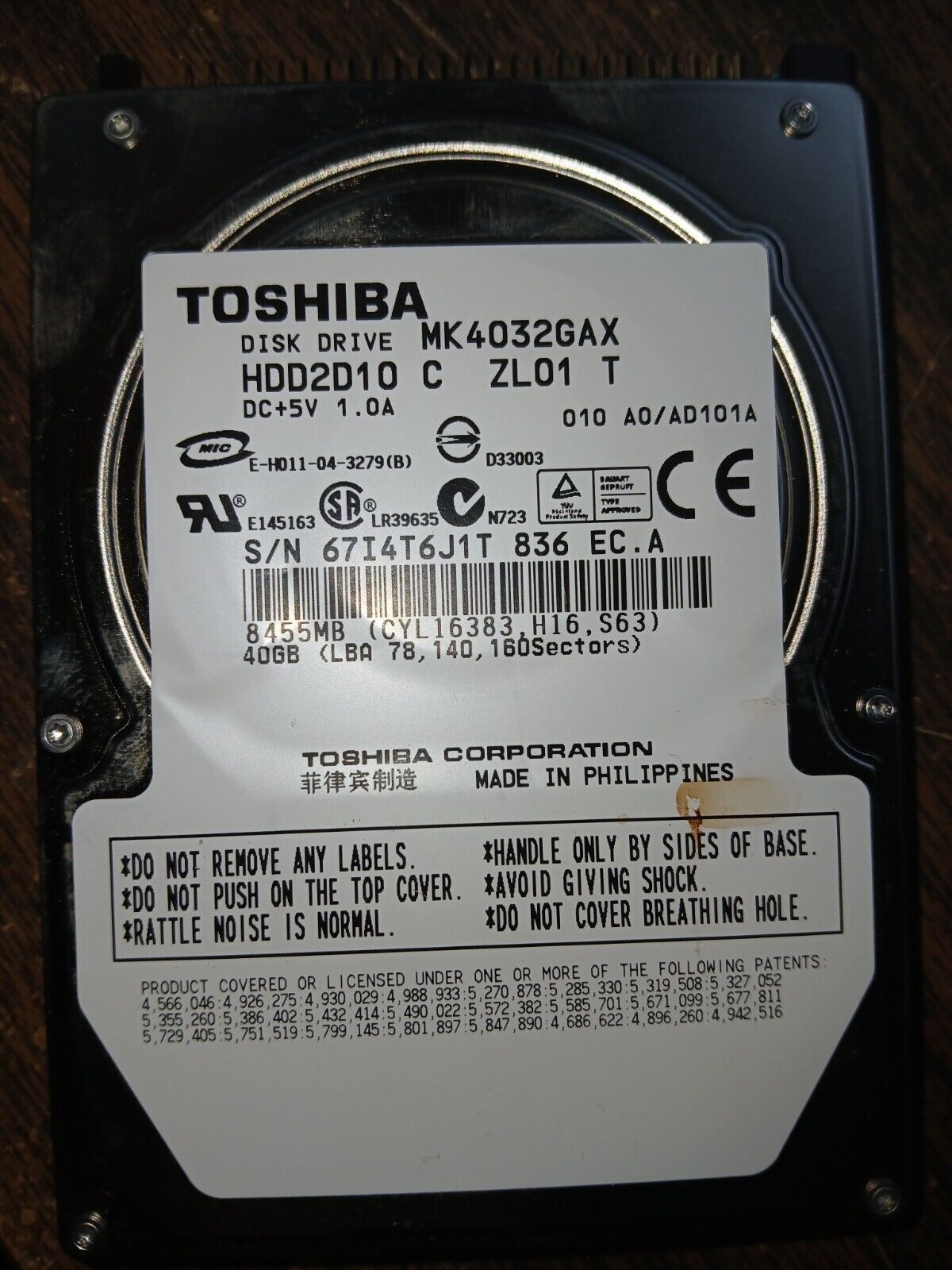 [50%할인 국내재고 새제품 정품] Toshiba 2.5 40gb disk drive MK4032GAX HDD 하드디스크 2D10 노트북 데스크탑 PC