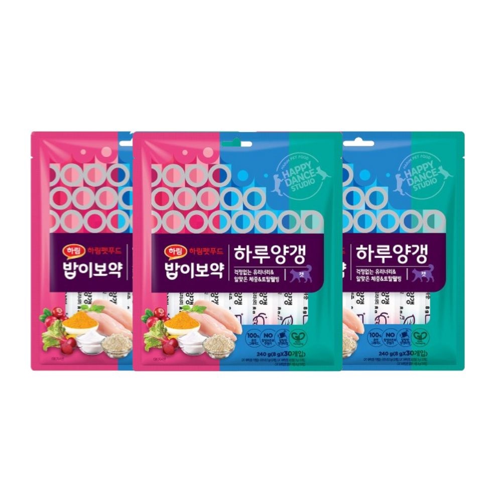 [비밀특가] [L포인트 적립] 밥이보약 CAT 하루양갱 웰빙/체중/유리너리 30개입x3/고양이간식