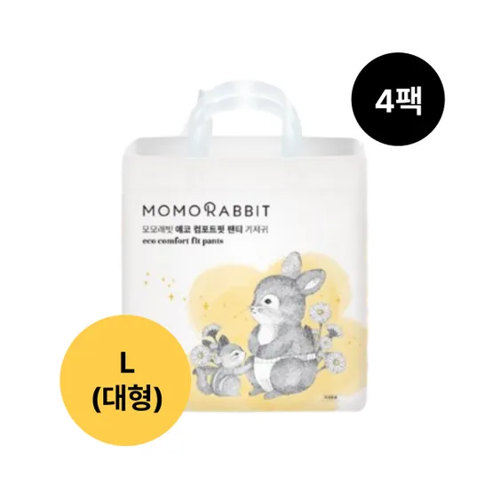 모모래빗 28매X4팩 112매(L대형)에코컴포트핏 팬티 낮 기저귀