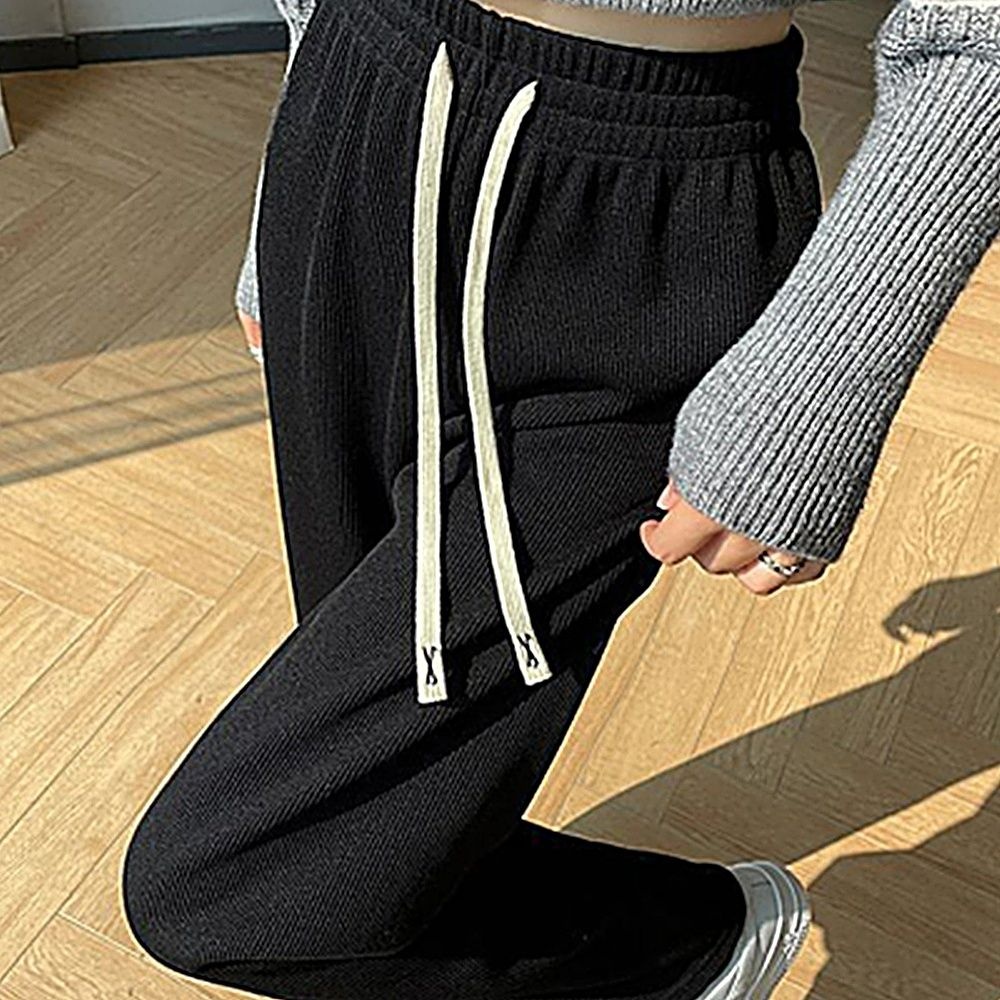 여성 코듀로이 기모 바지 4칼라 겨울 골덴 와이드 일자 밴딩 하이웨이스트 방한 팬츠