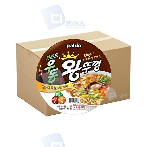 [셀러허브 식품]팔도 우동 왕뚜껑 18개 대용량 간편식 해장라면 캠핑 사무실 간식용 비상식량 한끼 박스 야식 ...