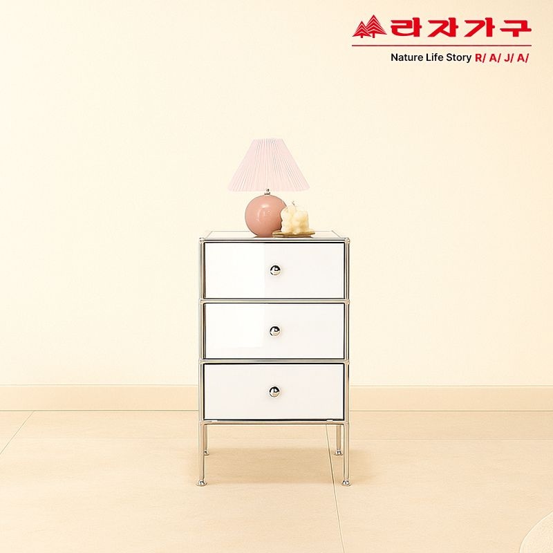 라자가구 (현대Hmall) 라자가구 리브 오릭 미드센츄리 모듈가구 400 3단 서랍 협탁 RRC006