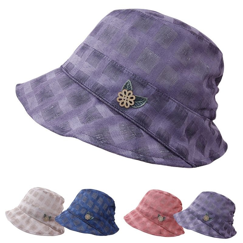 [패션플러스][나비드원]와이어챙 사각무늬 벙거지 4color 시원한 여름 엄마 중년 여성 모자/YY77