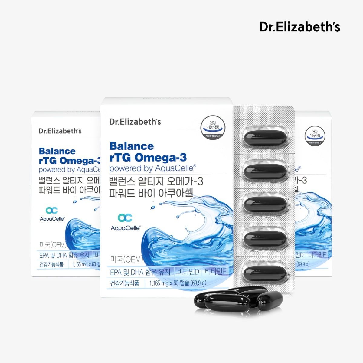 나우푸드 닥터엘리자베스 밸런스 알티지 오메가-3 파워드 바이 아쿠아셀 60캡슐 3박스 6개월분