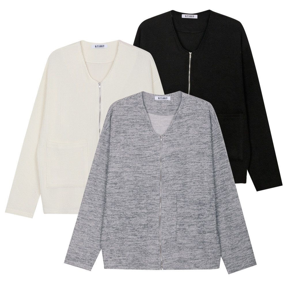 파파브로 [패션플러스][모로엠]남성 브이넥 캐주얼 국내제작 니트 집업 5C-CA-Q024