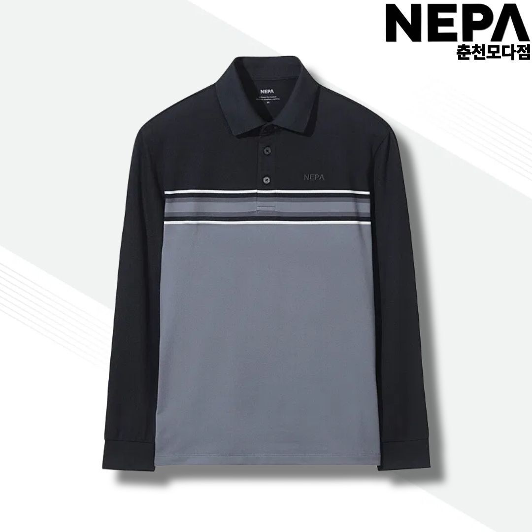 네파 네파 [모다아울렛][네파]네파 남성 기능성 기 카라티 긴팔 티셔츠 스트라이프 패턴 브러쉬  티셔츠 7L75213 B00 춘천점