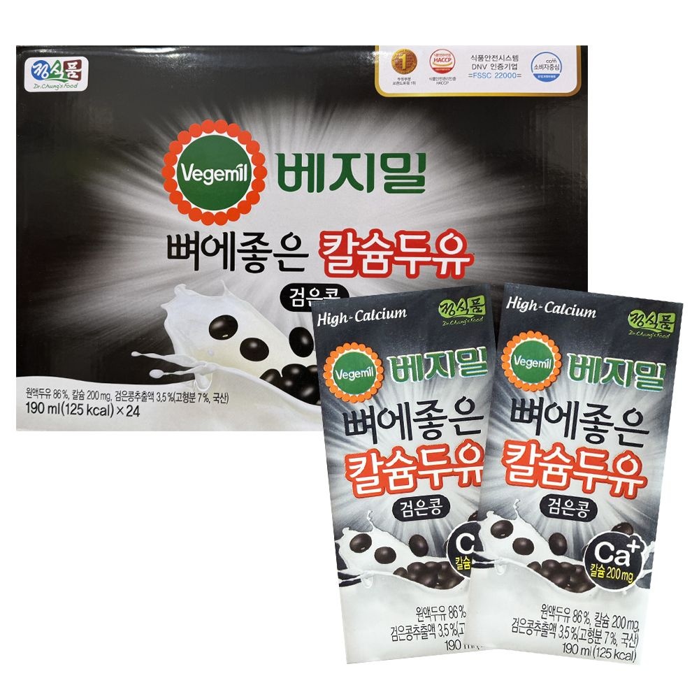 정식품 베지밀 뼈에 좋은 검은콩 두유 190ml x24팩 칼슘두유 식사대용