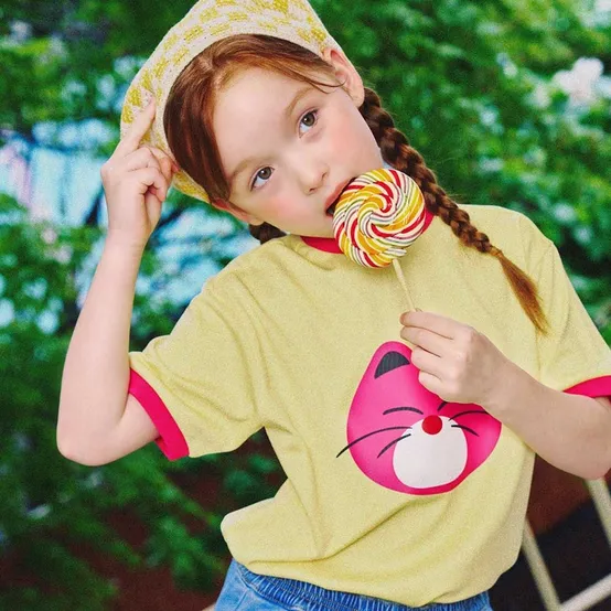 미니도우 키즈 스마일캣 티셔츠 하프슬리브