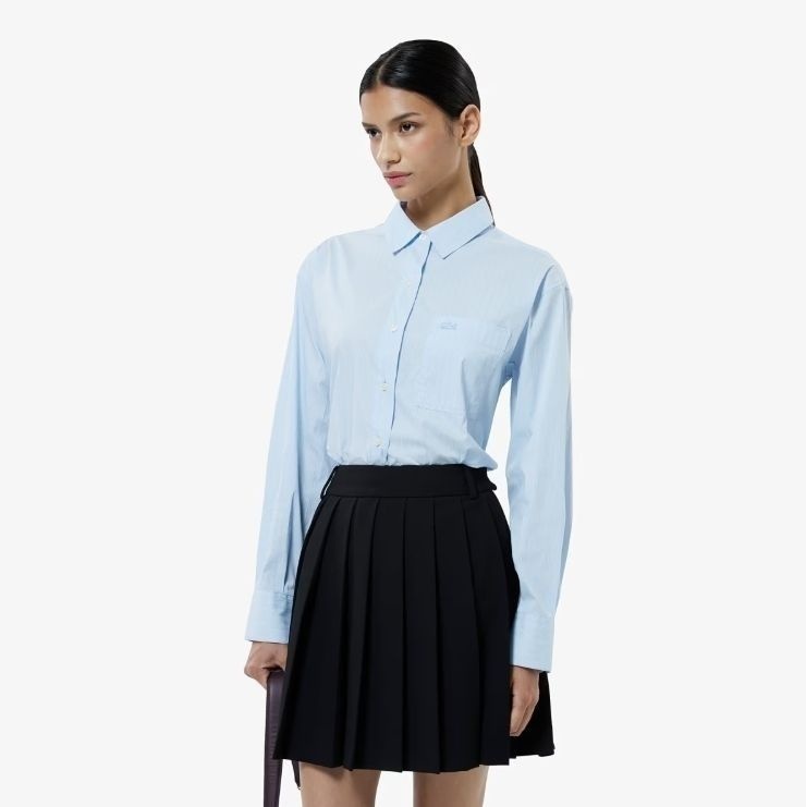 [국내 백화점] 라코스테 여성 25FW 스트라이프 코튼 셔츠 CF292E-55N-HBP CF292E-55N-HBP-EJS [인기상품]