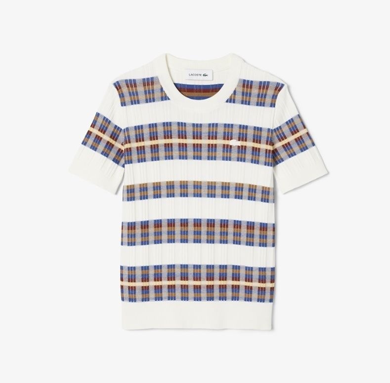 [국내백화점 출고] 라코스테 여성 25FW 플리츠 립조직 반팔 스웨터 AF7961-55N-6QI AF7961-55N-6QI-EJS [인