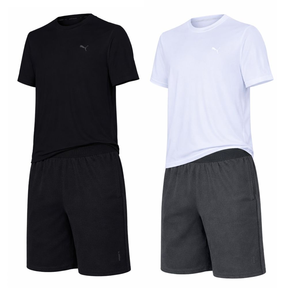 푸마 남성 홈웨어 세트 빠른건조 퀵드라이 경량 통기성 메쉬 이지웨어 반팔 라운지룩 잠옷