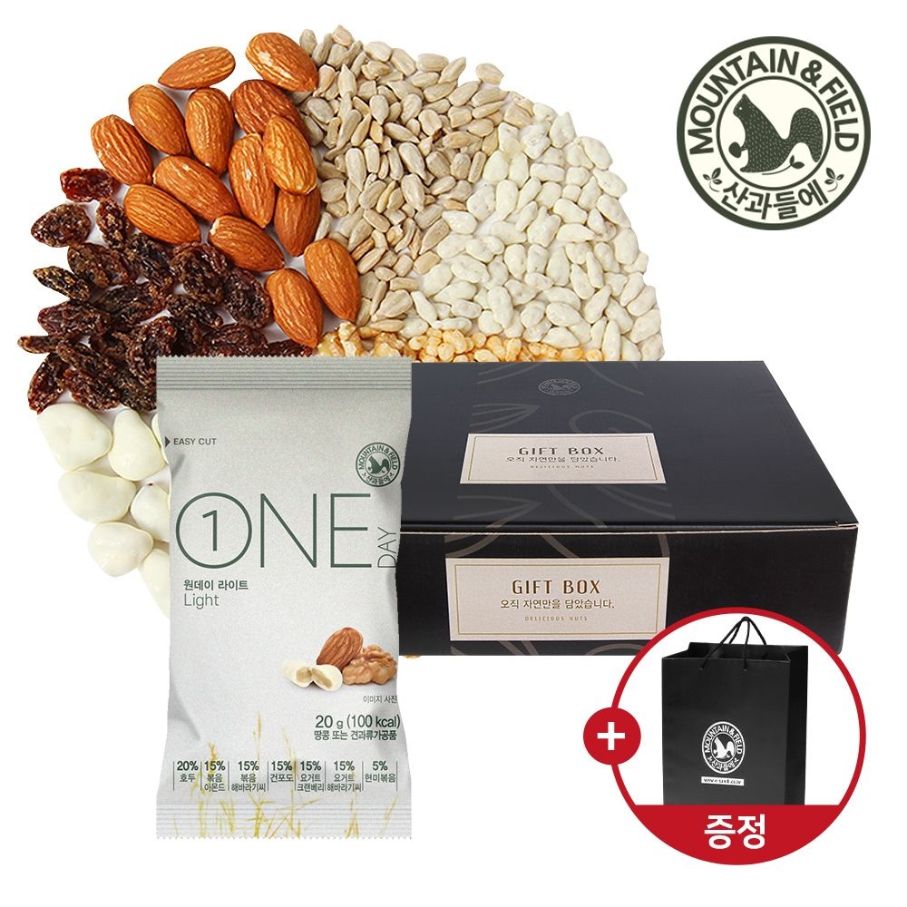 산과들에 데일리하루견과 원데이라이트 50봉 선물세트+(대)쇼핑백 (견과류선물세트)